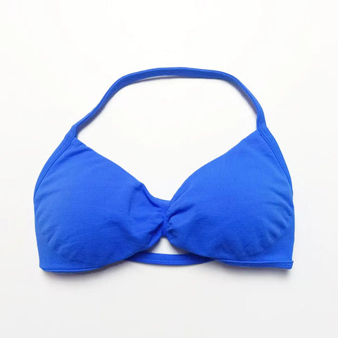 NCLAGEN Strappy Bra Gym Top for Women – High Support Seamless Halter Sports Bra with Pads