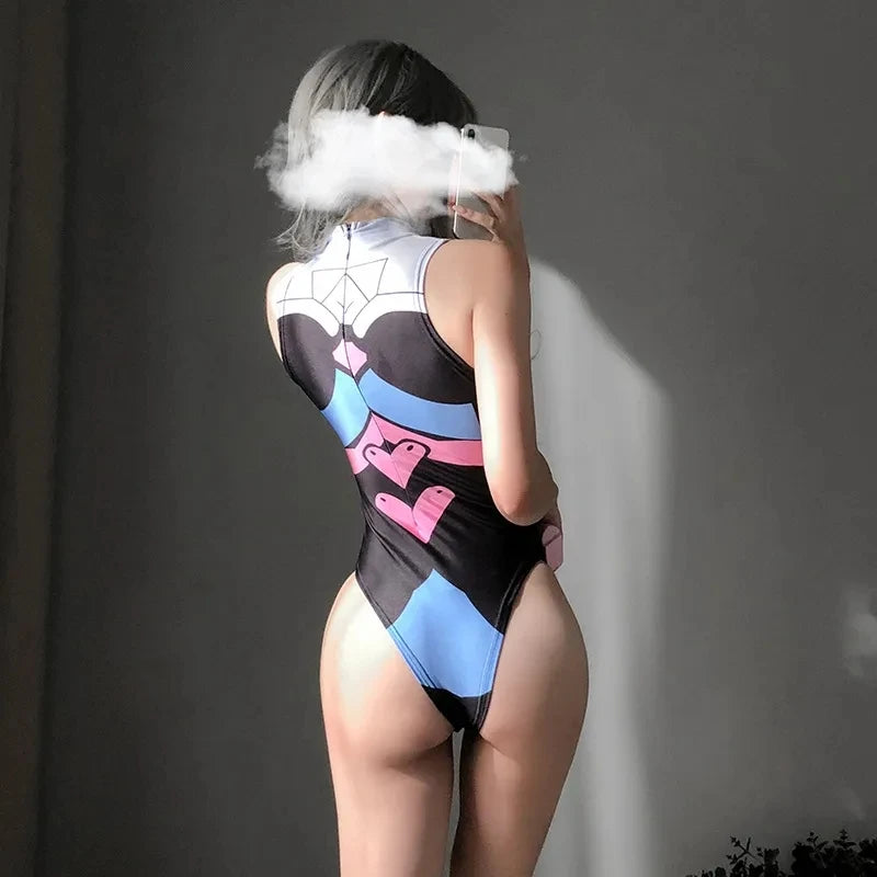 DVA Printed Sexy Anime Bodysuit Swimsuit for Women