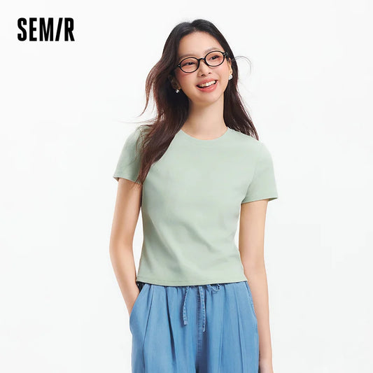 Semir dames cropped geborduurd T-shirt