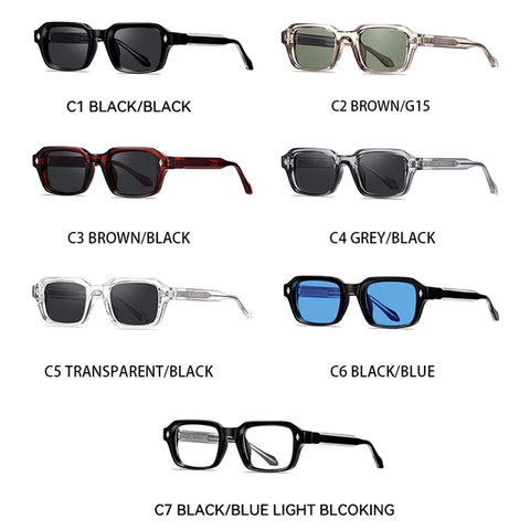 SHAUNA Retro Rechthoekige Zonnebril – Klinknagel-Detail UV400 Unisex Luxe Punk Zonnebrillen