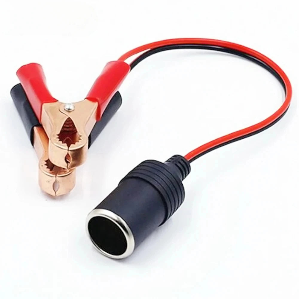 Car Battery Terminal Clip-on Cigarette Lighter Power Socket Adapter for 12V Camping and Christmas
