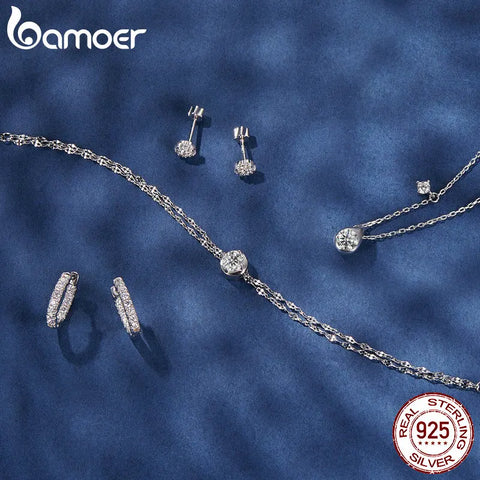 BAMOER Gold Moissanite Hoop Earrings – 925 Sterling Silver D Color Lab Diamond
