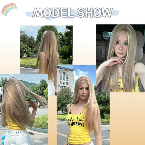 Ashley Long Straight Blonde Brown Lace Front Wig