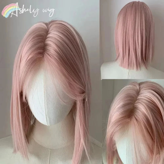 Ashley Sweet Short Bob Wig - Pink Blonde Lace Front Cosplay
