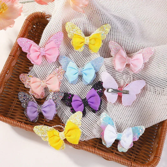 Rainbow Bows 3.15'' Glitter Butterfly Hair Clips for Women and Girls – Cute Barrettes for Kids