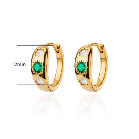 Zircon Round Star Earring for Women - Geometric Stainless Steel Heart Hoop Aesthetic Jewelry Gift