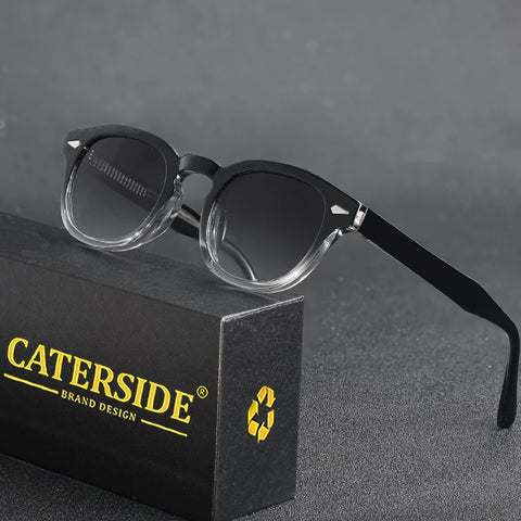 CATERSIDE Retro ronde punk zonnebril – Pin-Temple luxe UV400 unisex sport- en feestzonnebril