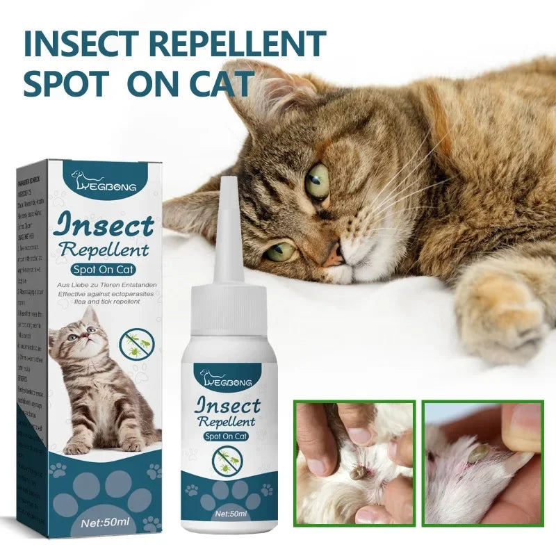 50ml Pet Anti-Flea and Tick Agent for Cats and Dogs - Effective Deworming and Skin Cleaning