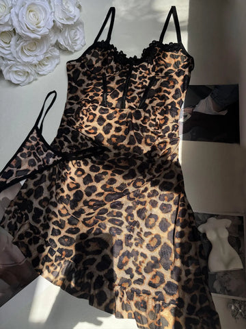 Seductive Leopard Women's Summer Dress - Asymmetric Deep V Mini Kit for Parties and Clubs