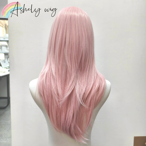 Ashley Pink Wig with French Bangs