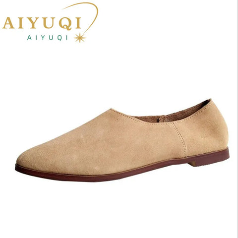 AIYUQI Dames Ballerina's van Echt Leer