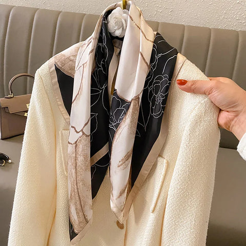 Luxury Silk Plaid Scarf for Women