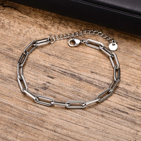 5mm Paperclip Chain Bracelets for Men and Women - Waterproof Stainless Steel Links Wristband
