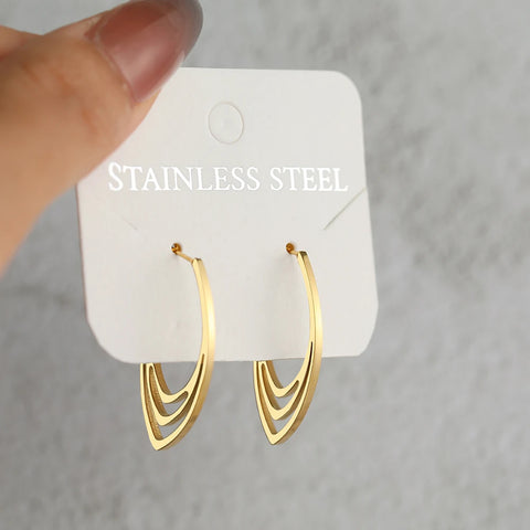 Vintage Stereoscopic Stainless Steel Earrings - Trendy Stud Jewelry for Women
