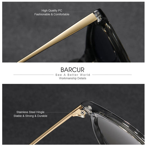 BARCUR Retro circulaire gepolariseerde zonnebril - Duurzame titanium montuur UV400 dameszonnebril