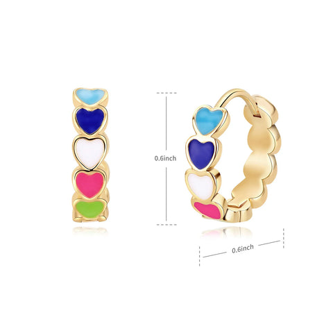 Colorful Heart Earrings for Women - Stainless Steel Enamel Metal Heart Studs | Perfect Gift for Valentine’s Day
