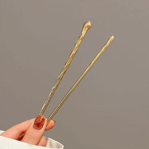 2025 New Punk Gold Silver Color Metal Long Hairpin - Trendy Hair Sticks for Women