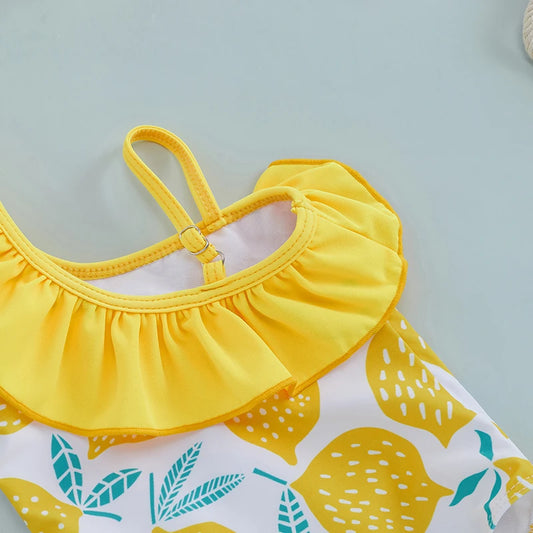 Tregren Girls Lemon Print Summer Swimsuit