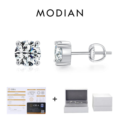 MODIAN Moissanite Lab Diamond Stud Earrings for Women