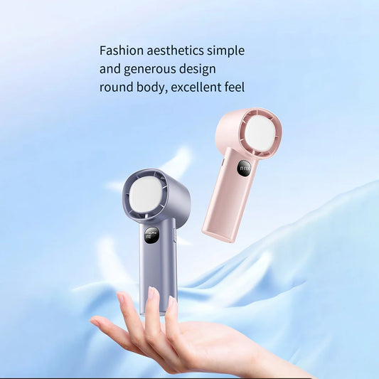 Portable Mini Electric Hand Fan - USB Rechargeable with LED Display