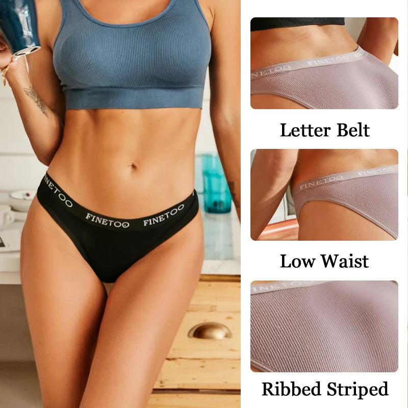FINETOO Women's Cotton Striped Underwear 4Pcs