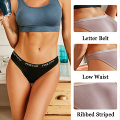FINETOO Women's Cotton Striped Underwear 4Pcs