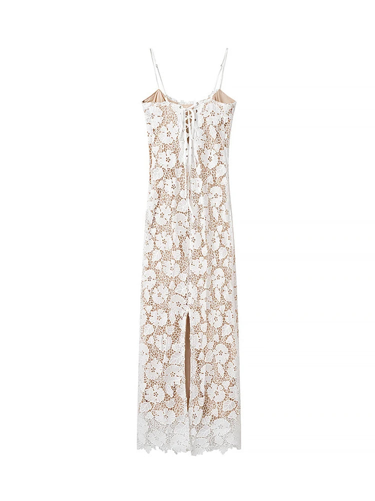 MUJER Lace Slip Long Dress