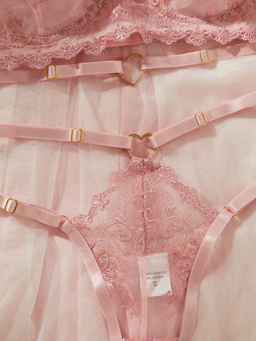 Fancy Women's Lingerie with Delicate Floral Embroidery and Lace - Romantic Erotic Sets