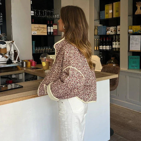 TARUXY Bloemenprint Jassen Voor Dames - Modieuze Slanke Jas met Zakken