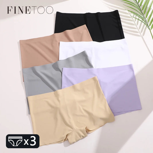 FINETOO 3pc Seamless Soft Boyshort Women's Panties