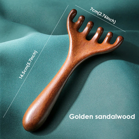 Wooden Meridian Massage Comb - 6-Claw Head Massager for Blood Circulation & Relaxation