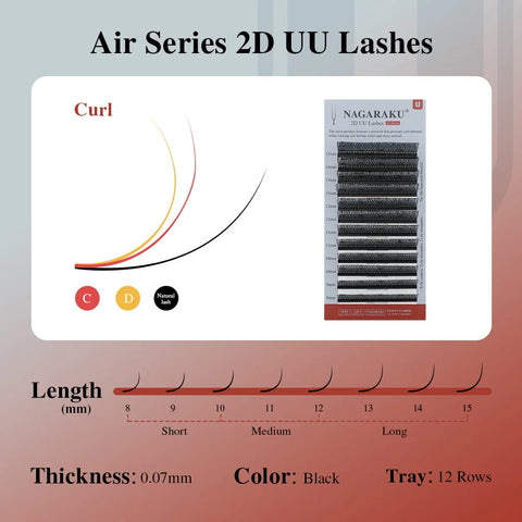 NAGARAKU U Shape YY 2D UU Soft Light Natural Eyelash Extensions