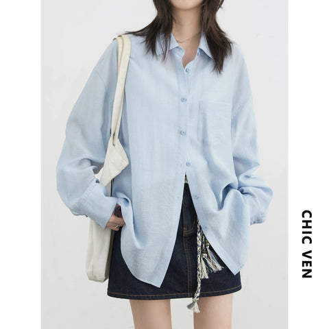 CHIC VEN Women Long Sleeve Hollow Out Shirt
