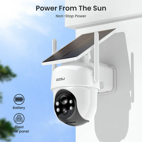 AOSU 3MP Solar Battery Camera System - 4 Cams Kit