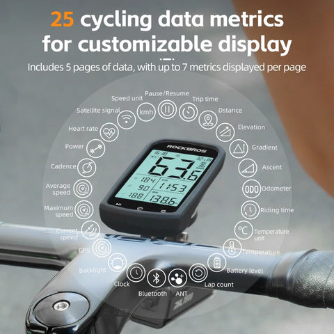 ROCKBROS Bicycle Computer GPS 5.0 - Waterproof Wireless Speedometer & Bike Accessories