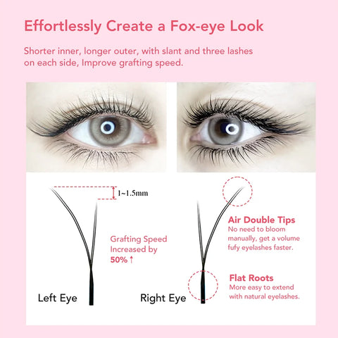 DIYDAY YY Fox Eyelash Extensions - Three Layers Y Shaped Premade Lashes
