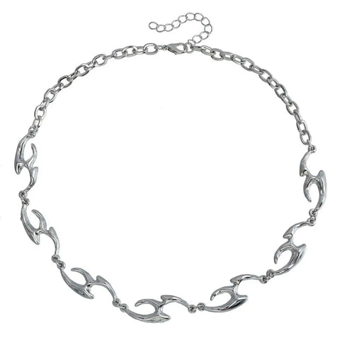 2025 New Punk Silver Thorny Choker Necklace for Hip Hop and Rock Style
