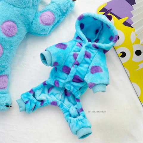 Warm Blue Dinosaur Hooded Coat for Dogs and Cats - Perfect Autumn and Winter Outfit
