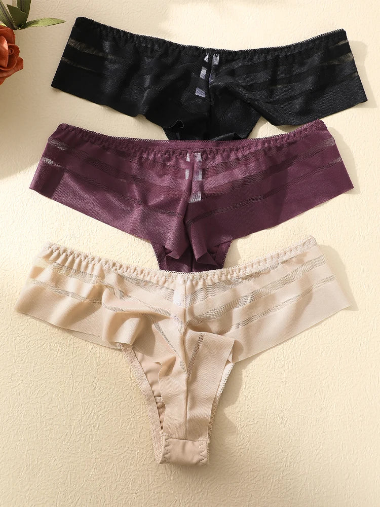 FINETOO 3pcs Women's Lace Hollow Out Underwear