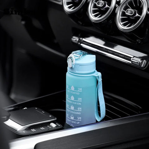 Gradient Color Sports Bottle with Time Scale – 600ML/750ML/1000ML Portable Fitness Mug