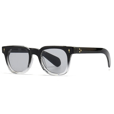 SHAUNA Retro Vierkante Rivet Zonnebril – Groene UV400 Unisex Mode Zonnebrillen