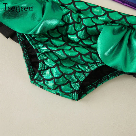 Tregren Toddler Mermaid Bikini Set with Headband