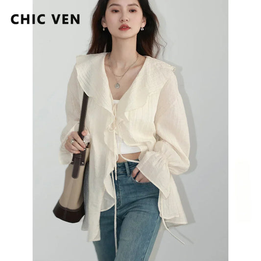 CHIC VEN Dames Losse Casual Blouse