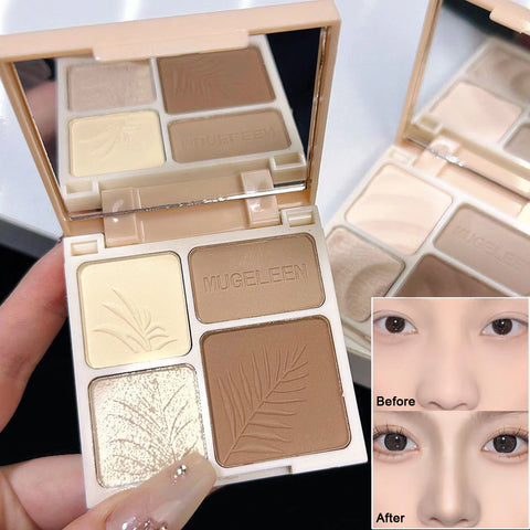 4 Colors Highlighter Contour 3D Facial Bronzer Palette - Matte Brightening Makeup