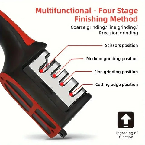 3-Segment Knife Sharpener - Stainless Steel Three-Purpose Sharpening Tool for Kitchen Knives