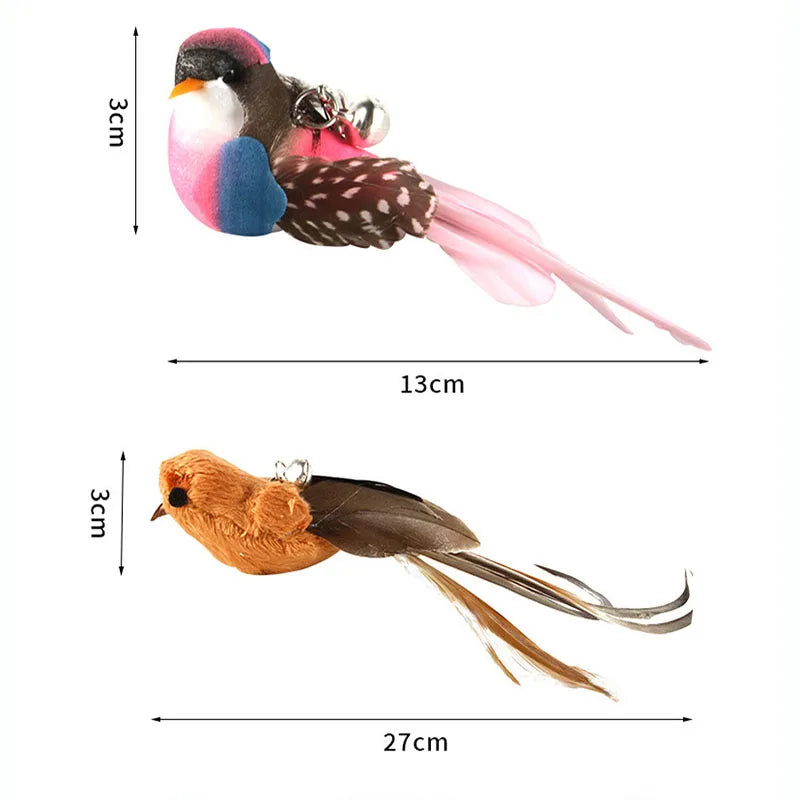 Cat Teasing Stick with Simulated Bird Feather - Interactive Cat Toy