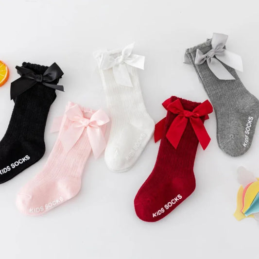 Girls Stockings Big Bow Baby Knee High Socks