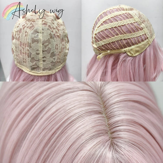 Ashley Pink Wig with French Bangs