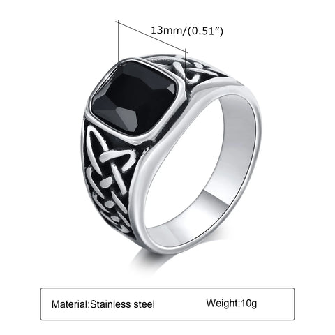 Punk Vintage Ethnic Rings for Men - Retro Viking Knot Rune Signet Ring Jewelry