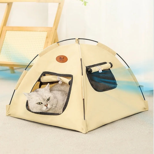 Cozy New Three-Color Tent Nest with Door Curtain for Pets - Four Seasons Comfort